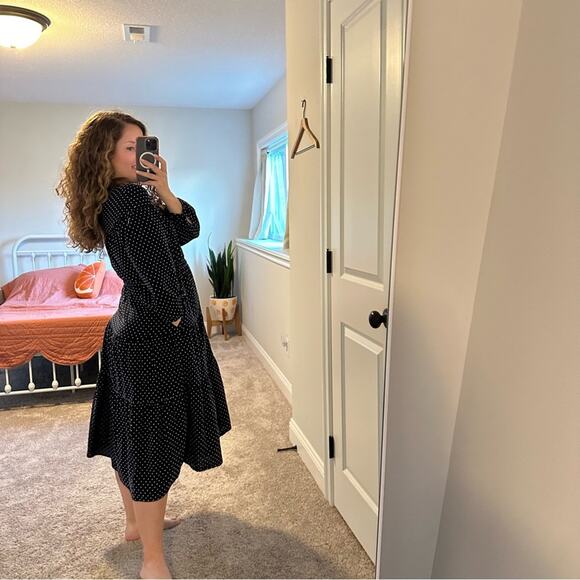 Madewell Navy Blue White Cross Cotton Long Sleeve Maxi Dress Small - Picture 2 of 14